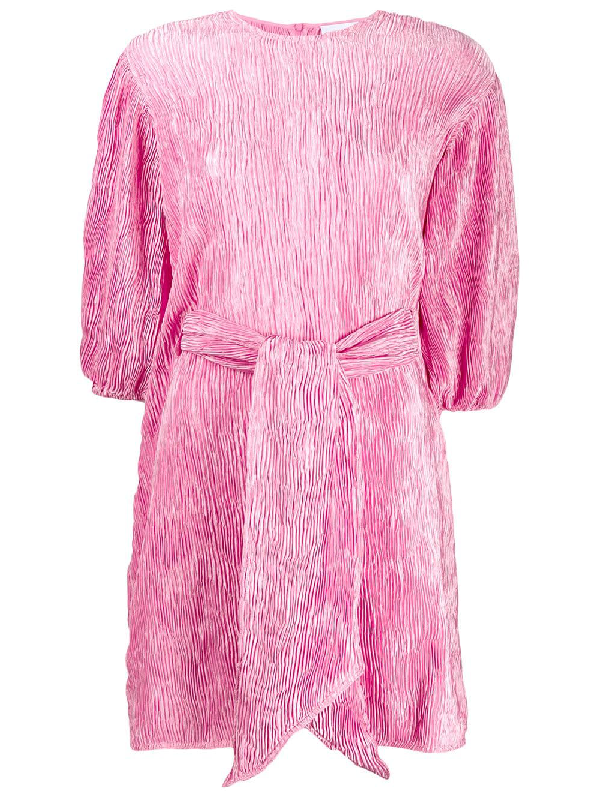 ganni pleated satin dress