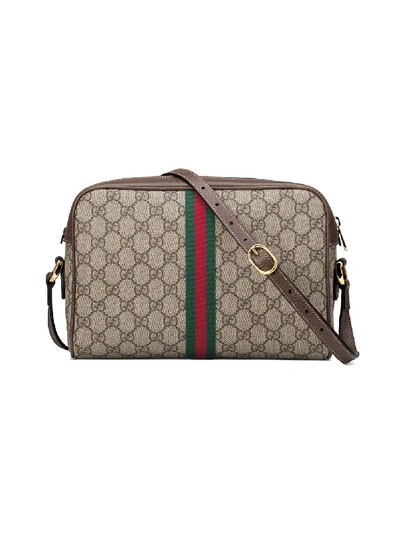 Shop Gucci Ophidia Leather Bag In Brown