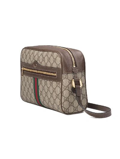 Shop Gucci Ophidia Leather Bag In Brown