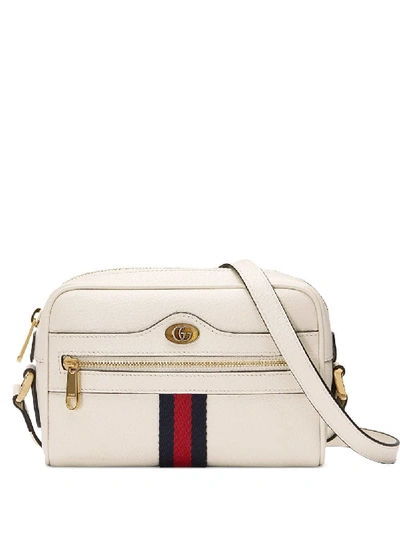 Shop Gucci Ophidia Leather Crossbody Bag In White