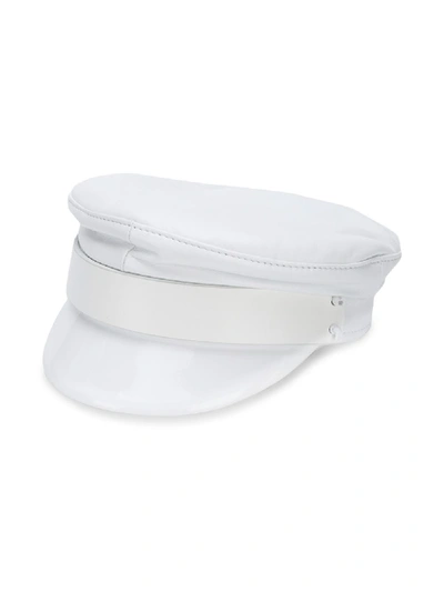 Shop Ruslan Baginskiy Baker Boy Leather Hat In White