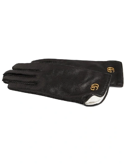 Shop Gucci Leather Gloves In Black