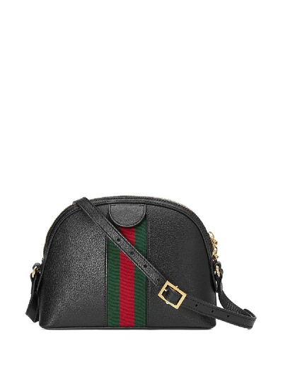 Shop Gucci Ophidia Small Leather Shoulder Bag In Black