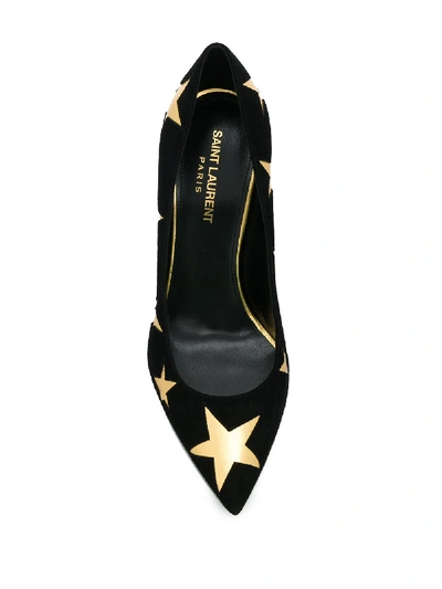 Shop Saint Laurent Leather Pumps With Stars Print In Black