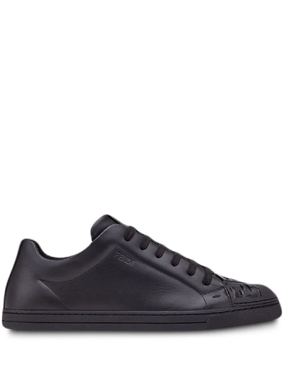 Shop Fendi Calfskin Sneaker In Black