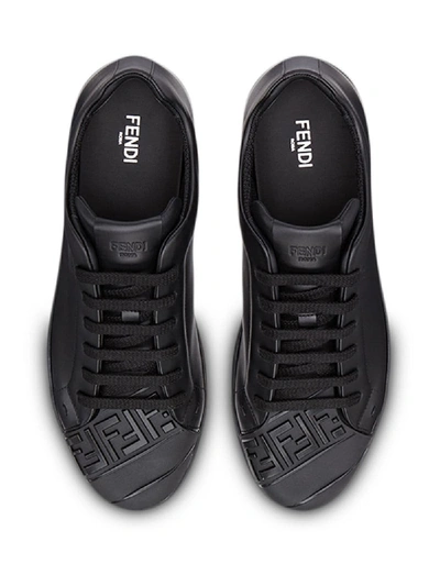 Shop Fendi Calfskin Sneaker In Black