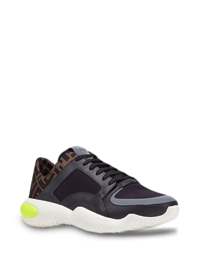 Shop Fendi Calfskin Sneaker With Ff Embroidery In Black