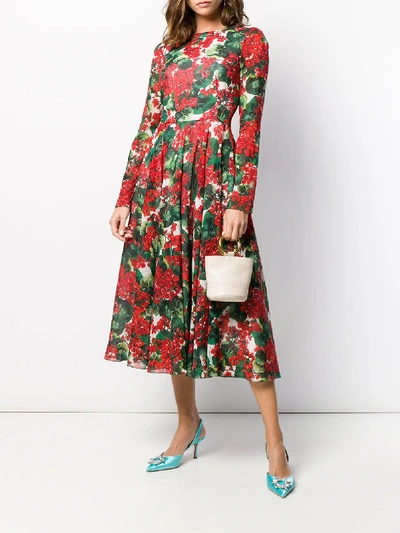 Shop Dolce & Gabbana Printed Silk Dress In Red