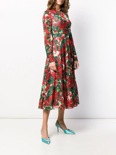 Shop Dolce & Gabbana Printed Silk Dress In Red