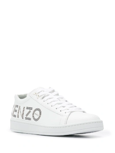 Shop Kenzo Leather Trainers In White