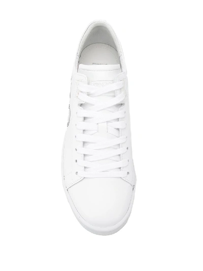 Shop Kenzo Leather Trainers In White