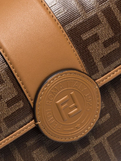 Shop Fendi Double F Leather Shoulder Bag In Beige