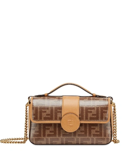 Shop Fendi Double F Shoulder Bag In Beige