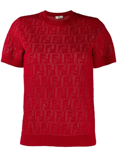 Shop Fendi Ff Cotton Top In Red