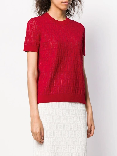 Shop Fendi Ff Cotton Top In Red