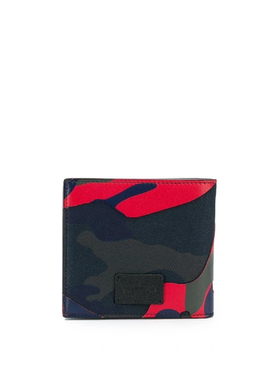 Shop Valentino Camouflage Print Wallet In Blue