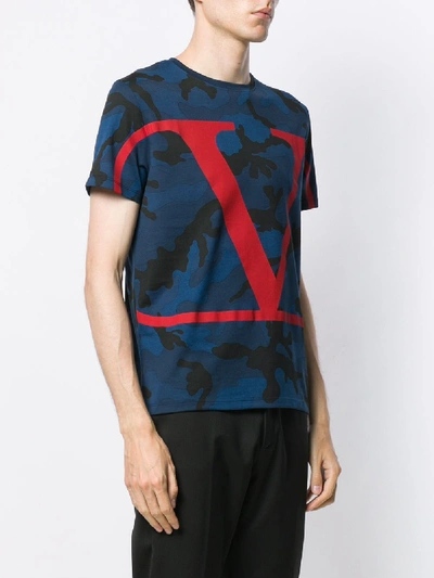 Shop Valentino Cotton T-shirt With Logo In Camouflage