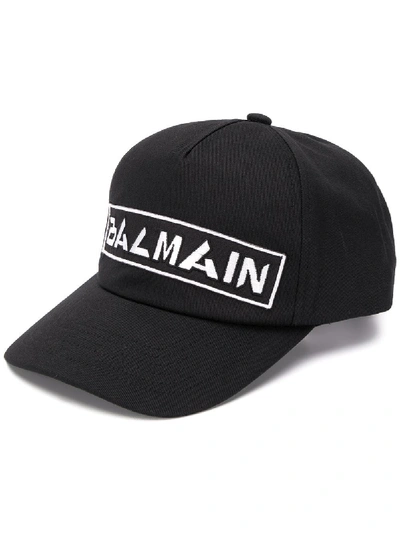 Shop Balmain Logo Print Hat In Black