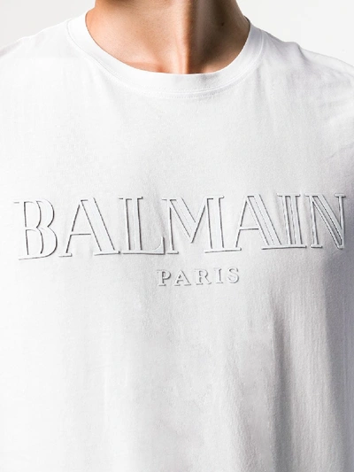 Shop Balmain Logo T-shirt In White