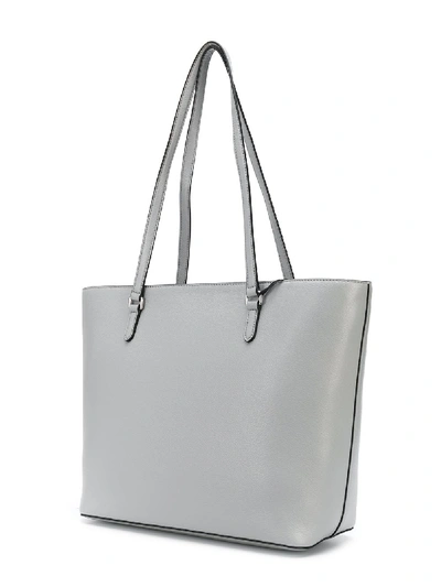 Shop Dkny Whitney Large Leather Tote In Grey