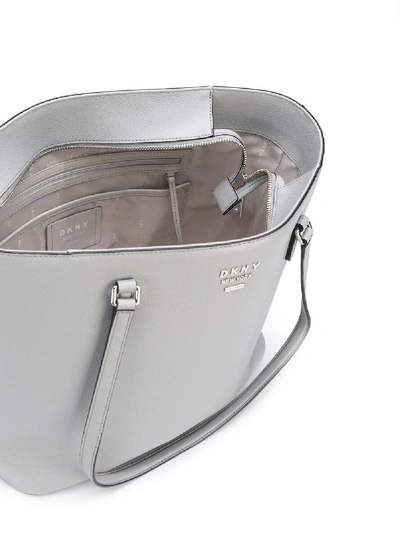 Shop Dkny Whitney Large Leather Tote In Grey