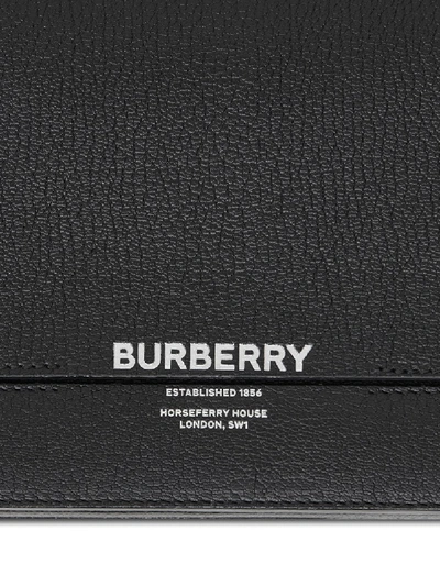 Shop Burberry Horseferry Leather Shoulder Bag In Black