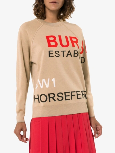 Shop Burberry Logo Wool Sweater In Beige