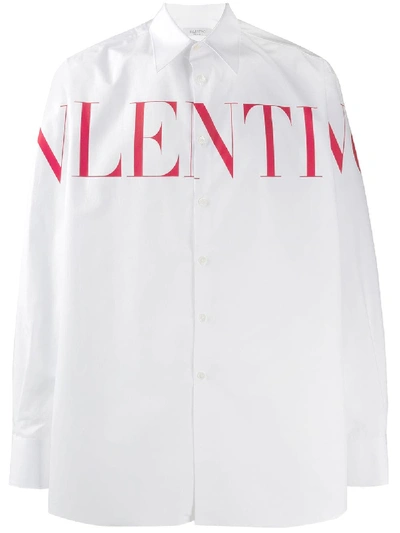 Shop Valentino Logo Print Shirt In White