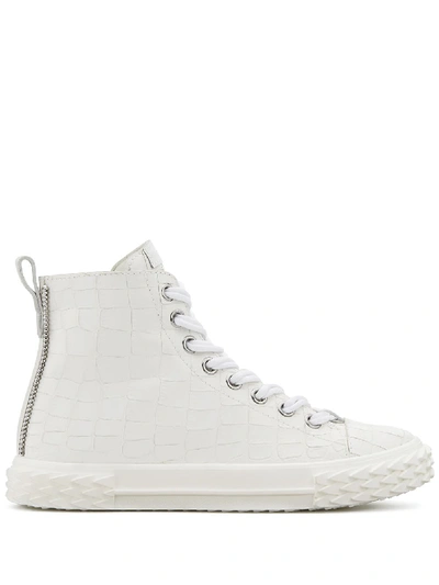 Shop Giuseppe Zanotti Blabber Leather Sneakers In White