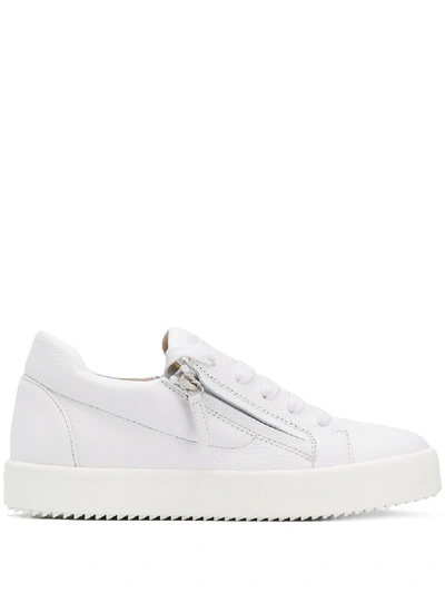 Shop Giuseppe Zanotti May London Leather Sneakers In White