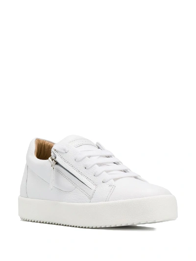 Shop Giuseppe Zanotti May London Leather Sneakers In White