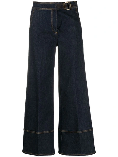 Shop Tory Burch Wide Leg Denim Cotton Jeans