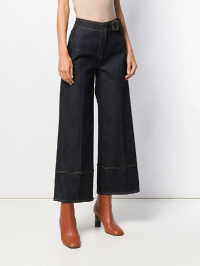 Shop Tory Burch Wide Leg Denim Cotton Jeans