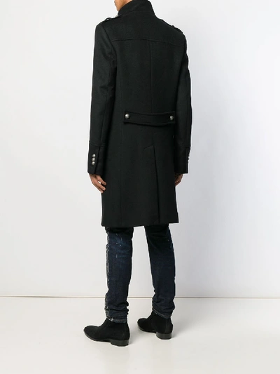 Shop Balmain Double Breasted Cashmere Coat In Black