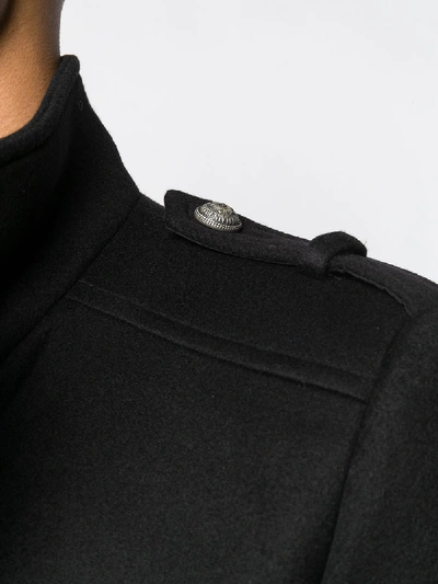 Shop Balmain Double Breasted Cashmere Coat In Black