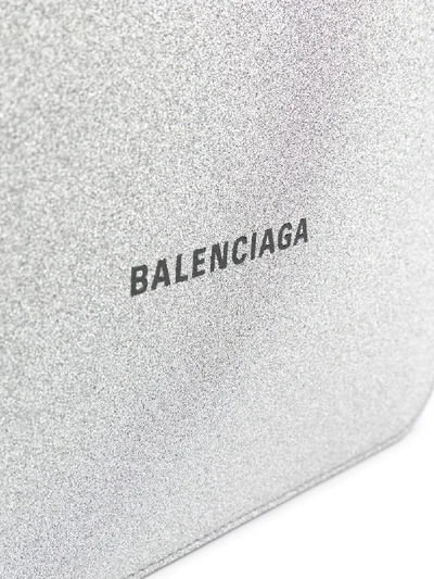 Shop Balenciaga Everyday Leather Clutch In Silver