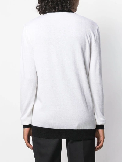 Shop Balmain Logo Cotton Sweater In White