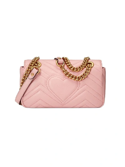 Shop Gucci Gg Marmont Leather Bag In Pink