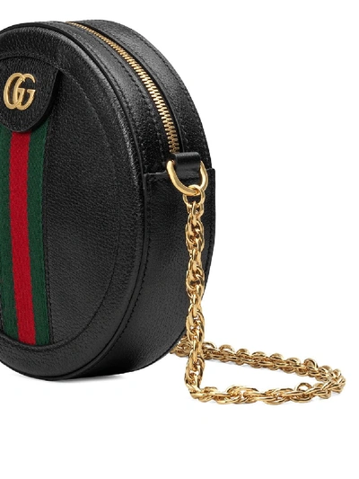 Shop Gucci Ophidia Leather Shoulder Bag In Black