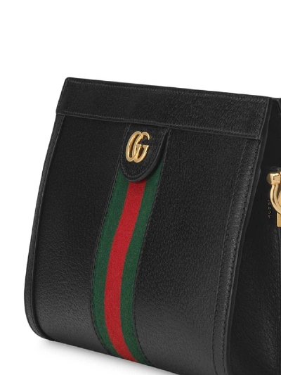 Shop Gucci Ophidia Leather Shoulder Bag In Black