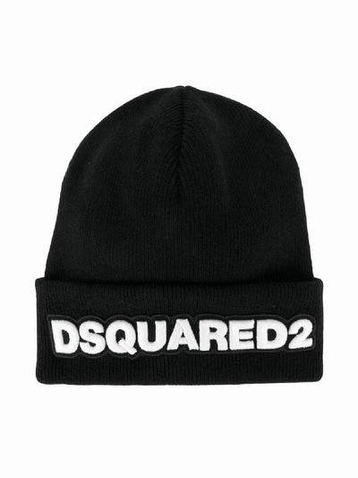 Shop Dsquared2 Logo Wool Hat In Black