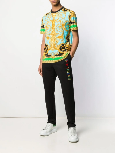 Shop Versace Cotton Printed T-shirt In Green