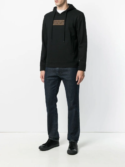 Fendi Embroidered Ff Logo Hoodie In Black | ModeSens