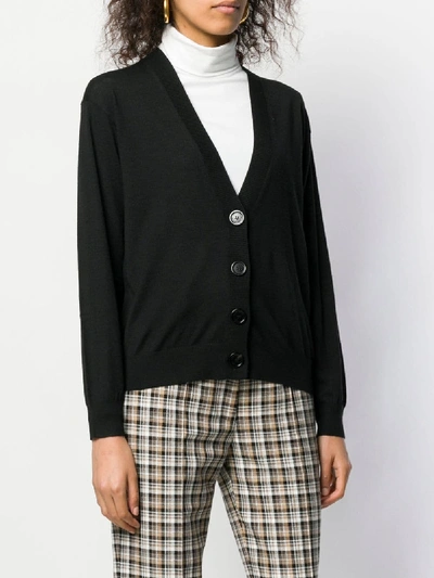 Shop Burberry Wool Cardigan In Black