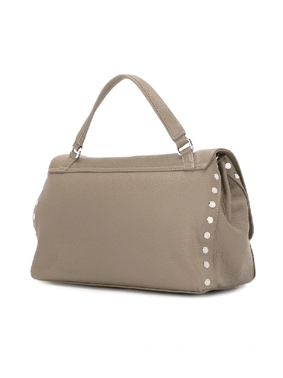 Shop Zanellato Small Postina Leather Bag In Grey