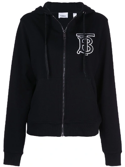 Shop Burberry Logo Cotton Sweatshirt In Black