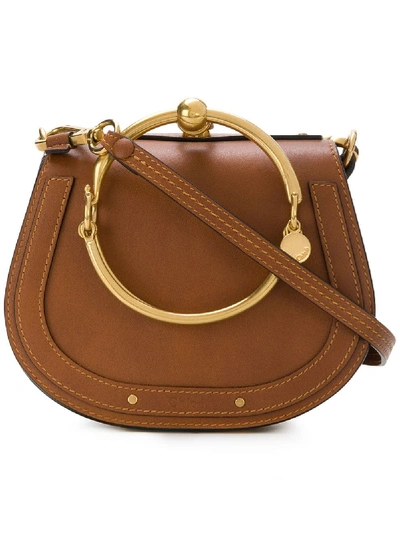 Shop Chloé Nile Small Leather Shoulder Bag In Brown