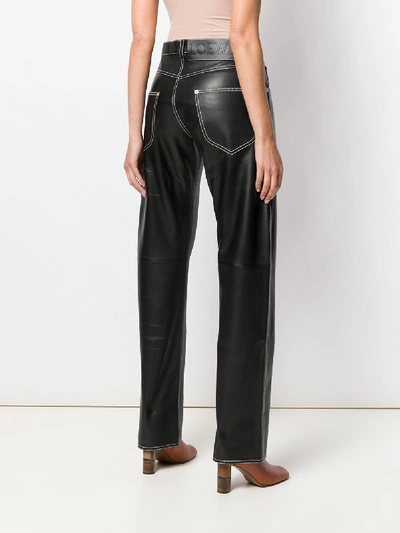 Topstitched Leather Pants In Black