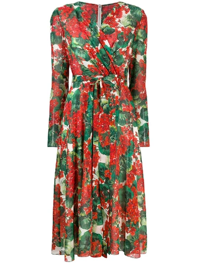 Shop Dolce & Gabbana Silk Short Dress In Red