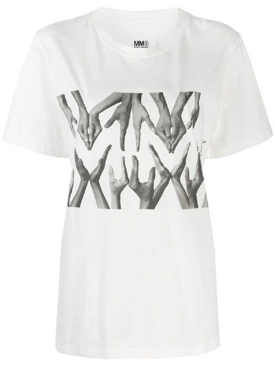 Shop Mm6 Maison Margiela Printed Cotton T-shirt